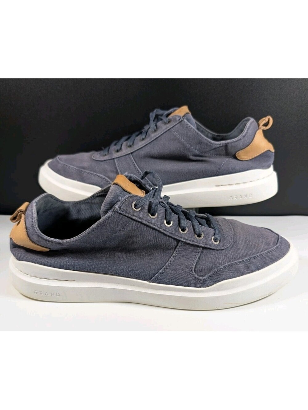 Cole Haan Mens 11.5 Blue Grandpro Canvas Sneaker Casual Low Top Comfort Shoes Ox